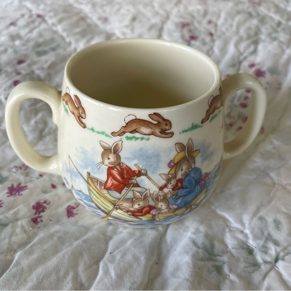Bunnykins Cup 2 Handles Fishing Boat Royal Doulton Bone China Like New